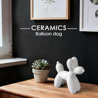 Notakia Cute Ceramics White Balloon Dog Statue Crafts Living Room Desktop Decorations,Handmade Modern Small Ceramic Animal Statue Ornament Home Decor Accents (White, Small) - Image 3