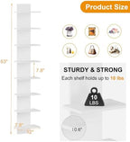 Qupui 8 Tier Wall Shelf Unit, 63 Inch Floating Storage, 12 Inch Wide, White - Image 2