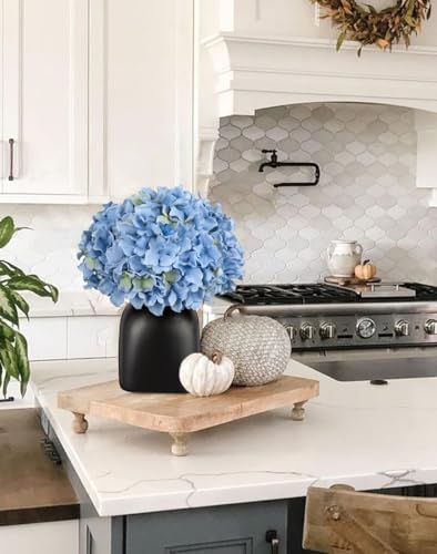 Briful Blue Hydrangea Artificial Flowers in Ceramic Vase, Black Vase Farmhouse Centerpieces for Tables, Dining Table Vase with Fake Flowers for Home Decor Indoor Kitchen Living Room - Image 2