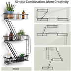 SweetSage Fire Escape Wall Shelf - New York Decorative Ladder Shelf, Wall Art Floating Shelf Black Metal Shelves for Bedroom, Home Office Storage and Display (3-Tier) - Image 6
