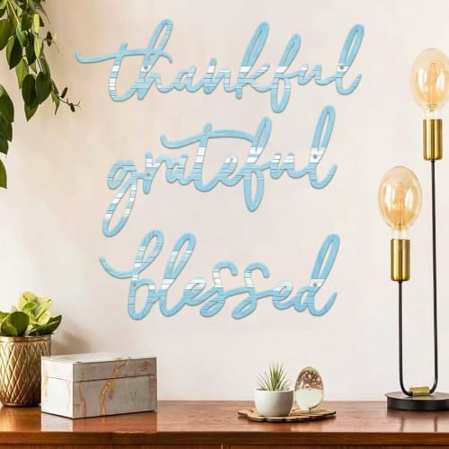 3 Pieces Thankful Grateful Blessed Letter Sign Metal Wall Decor - Image 2