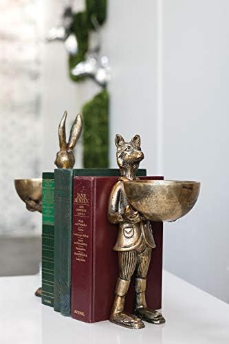 Accent Decor Eric and Eloise Collection 12-inch Brass Figurine with Bowl, Fox - Image 2