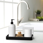 Gurygo Vanity Tray for Bathroom, 10" Ceramic Soap Dispenser Tray for Kitchen Counter, Bathroom Trays for Counter, Kitchen Tray for Soap Bottles (Black, Set/1)… - Image 4