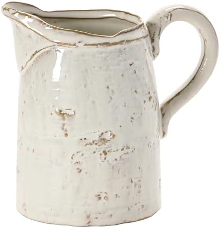 Creative Co-Op 28 oz. Stoneware Pitcher, Reactive Glaze, White (Each One Will Vary) by Unknown