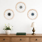 Paquesta 3 Piece Round Farmhouse Wall Decor with 6 Piece Interchangeable Flowers 12'' Medallion Wood & Metal Rustic Wall Art for Living Room Bedroom Kitchen Bathroom Dining Room Home Decorations - Image 6