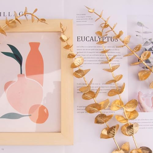 ABAJI 24PCS Eucalyptus Stems Plastic Vivid Leaf Decorations Artificial Leaves Fake Faux Greenery Plant for Home Office House Table Desk Decor Wedding or Party Vase Forever Live - Image 6