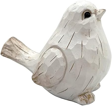 NEW White Modern Farmhouse Bird Figurine, Bird Statue Sculpture - Carved Rustic Distressed Animal Bird Ornaments - Home Decor Accents Collectible Bird Figurine | Spring by realideas