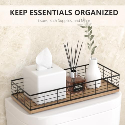 Toilet Paper Storage Basket, 16" Large Acacia Wood Toilet Paper Basket - Image 3