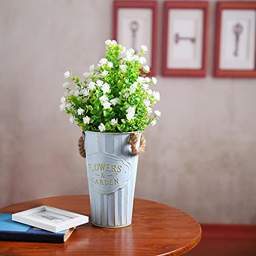 XLFAQXM Artificial Plants Flowers Grass Shrubs 8 Pack No Fade Faux Plastic Flowers Outdoor for Vases Farmhouse Garden Porch Patio Office Indoor Wedding Decoration Greenery Fake Plants (2#White) - Image 7