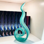 11.4" Tall Hand Blown Glass Sculpture, Murano Style Art Glass Figurine, Modern Coastal Home Decor Accent for Shelf, Table, TV Stand, Living Room Decoration - Image 3