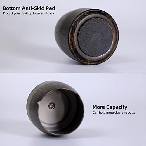 Ashtray with Lid for Cigarette, Stainless Steel Smokeless Odorless Windproof Ashtrays for Home Office Tabletop Outside Patio Outdoor Balcony(3.54''x2.8''x3.38'') - Image 3