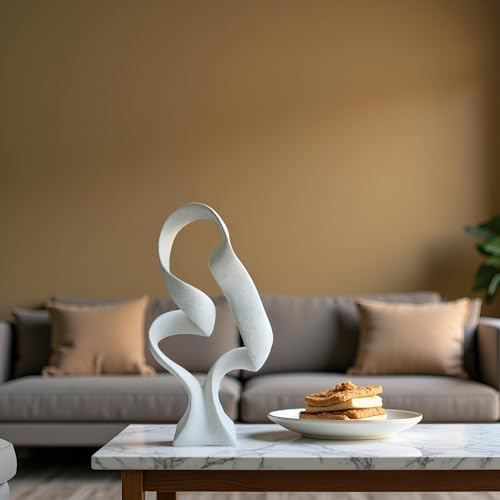 15" Modern Abstract Ribbon Decorative Sculpture, Knot Sculptures,Home Decor,Coffee Table Statues,Dining Living Room Desk Decor（Milky White） - Image 4