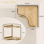 2-Tier Corner Bathroom Counter Organizer for Storage, Light Brown - Image 2