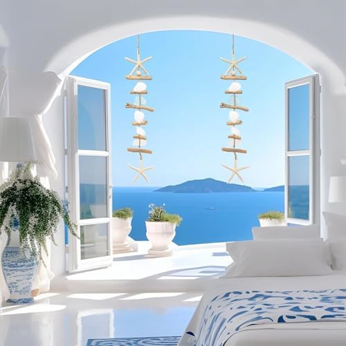 JQAQJU 2PCS Wooden Driftwood Wall Decor with Starfish, Coastal Wall Decor - Image 5