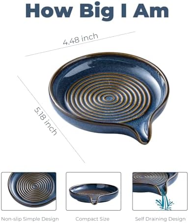 Zoeeker Self Draining Soap Dish, Ceramic Soap Holder with Waterfall Design - Image 2
