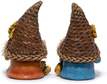 Hodao Thanksgiving Decor Harvest Elf Figurines with Pumpkin Sunflower - Image 3