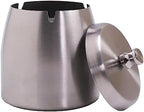 Ashtray with Lid for Cigarette, Stainless Steel Smokeless Odorless Windproof Ashtrays for Home Office Tabletop Outside Patio Outdoor Balcony(3.54"x3.0"x3.38") by INONE