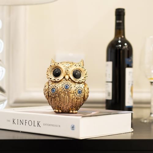 TOHLUCS Owl Statue Home Decor Accents with Evil Eye.Gold Decor for Bookshelf, Bedroom, Living Room, Office, Table and Shelf.Vintage Owl Figurines Gifts for Birds Lover.Cute Small Animal Sculptures. - Image 6