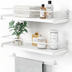 Forbena Bathroom Shelves for Wall Set of 2, White Nursery Floating Book Shelves for Kids Room, Small Wall Mount Bookshelf and Toy Storage Organizer for Baby Toddlers Teens Boys Girls Bedroom by Forbena