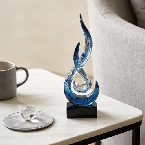 Modern Abstract Art Table Decoration,Resin Flame Statue Modern Centerpiece Ornaments for Living Room Great Gift Idea Home Decor,Collectibles (Blue foil) - Image 6