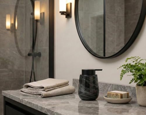 Glass Marble Liquid Hand Soap Dispenser,Black Soap Dispenser - Image 2
