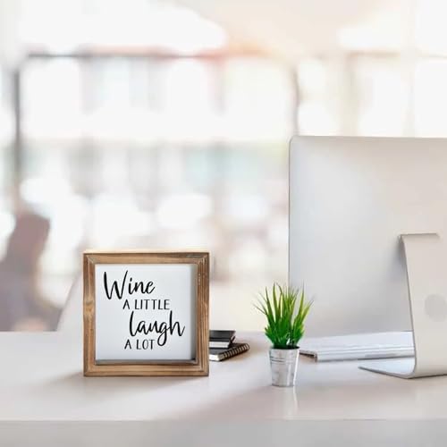 Wine a Little Laugh a Lot Small Wood Wine Sign for Home Decor, Rustic Wood Block Sign for Kitchen, Dining Room, Freestanding Farmhouse Box Sign Decor 6" x 6" x 1.57" - Image 4