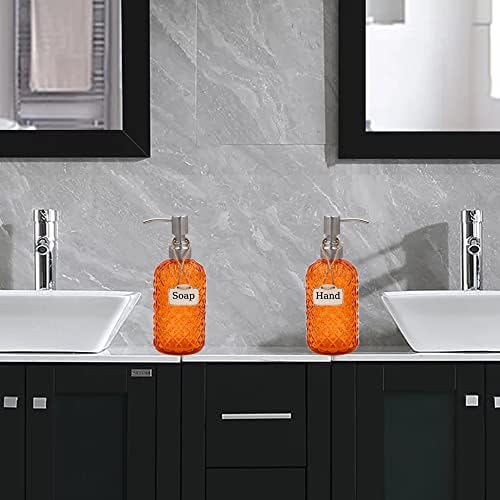 16oz Diamond Pattern Glass Soap Dispenser with Rust Resistant Pump - Image 2