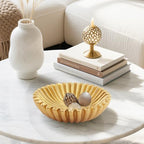 Large Modern Decorative Ruffle Bowl for Home Decor Fruit Bowl Organic Catch All Key Kitchen Entryway Shelf Coffee Table,Gold - Image 4