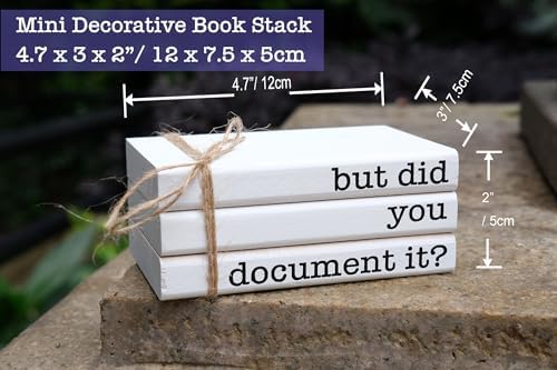 Funny Cute Office Desk Decor, Rustic Wooden Book Stack for Shelf Table Decoration - But Did You Document It Sign - Image 3
