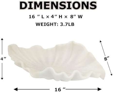 Large Decorative Bowl for Home - 16” Coastal Ruffle Shell Bowl - Image 2