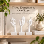 3 Pcs Thinker Large Statue Set - White Art Abstract Home Accent Figurines for Living Room, Bedroom, Shelves, Office Desktop, Coffee Table Decor, Gift for Women (3 Pcs White, 9") - Image 2