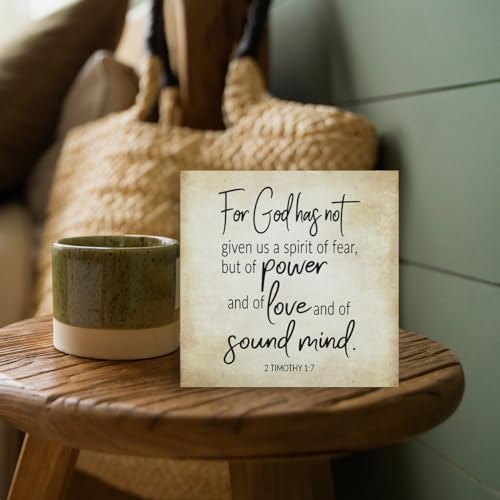 Inspirational Bible Verse For God Has Not Given Us A Spirit Of Fear Wooden Box Sign 2 Timothy 1:7 Rustic Scripture Wood Block Plaque Box Sign for Home Office Shelf Table Decoration, Christian Gifts - Image 6