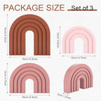 3 Set Pink Boho Shelf Decor Wood Arch Ends - Image 2