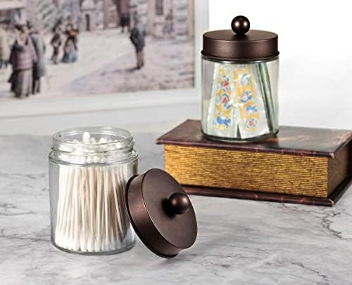 Amolliar Apothecary Jar Bathroom Storage Qtip Holder Glass, Bronze 2Pack - Image 5