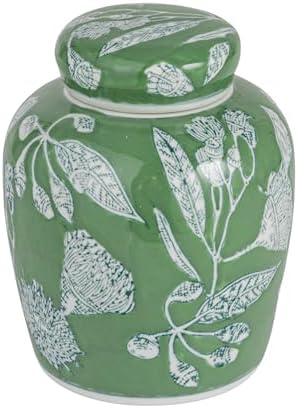 Creative Co-Op Decorative Ceramic Ginger Jar with Lid, Green by Unknown