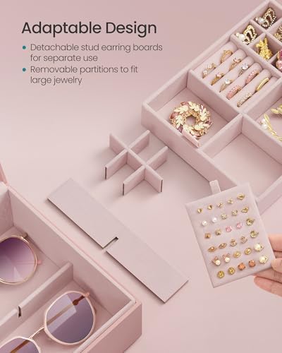 SONGMICS 2-Layer Jewelry Box with Handle, Removable Tray, Floating Effect - Image 6