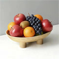 Three-Leg Ceramic Fruit Bowl, 12 Inch Oval Serving Dish for Kitchen Counter, Candy or Key Holder, Home Decor Accent Beige (Beige-12inch) by Unknown