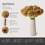 Mandy's 12pcs Artificial Light Brown Ball Chrysanthemum Flowers - Image 4