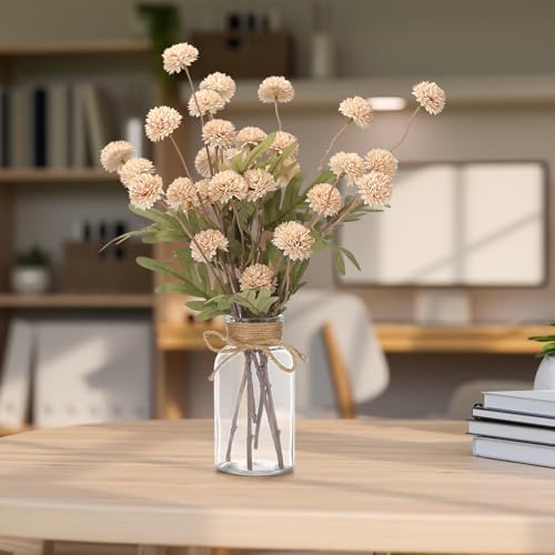 6PCS Mums Artificial Flowers with Vase - Small Silk Fake Flowers Suitable for Vase Bedroom Dining Room Living Rooms Decor Home Table Decor - Image 7
