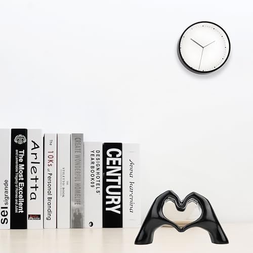 Small Heart Hands Sculpture Decor for Living Room Bedroom Bookshelf Coffe Table and Office Display, Love Finger Statue Modern Aesthetic Home Decor, Unique Gift for Wedding Christmas Birthday (Black) - Image 2