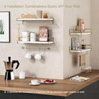 Forbena Floating Bathroom Shelves Wall Mounted, White and Gold Wall Shelf - Image 6