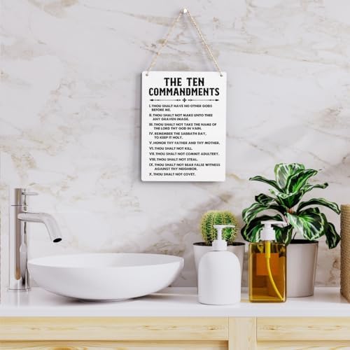 BELLOWDEER Inspirational Signs Gift 10 Commandments Wall Art Christian Bible Verse Wall Art Religious Home Wall Decor 8x10 Inches Scripture Wooden Hanging Sign for Living Room Bedroom Office - Image 5
