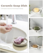 Zoeeker Soap Dish with Drainage, Ceramic Self Draining Bar Soap Holder - Image 5