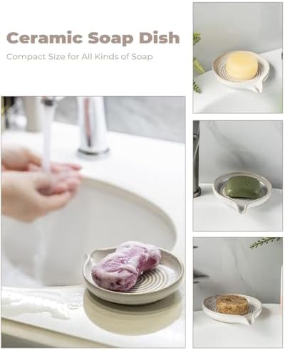 Zoeeker Soap Dish with Drainage, Ceramic Self Draining Bar Soap Holder - Image 5