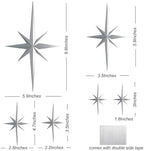 Stylor Mid Century Modern Decor, Mcm Retro 3D Star Art Wall Sculpture, Plastic Starburst Decor, Vintage Celestial Whimsigoth Home Decor Accent. (Set of 6, Silver) - Image 2
