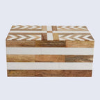 Handicrafts Home Large Decorative White Wood Storage Box with Lid, 10x6x2.5 - Image 5