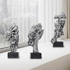 aboxoo Large 3 Pcs Thinker Statue, Silence is Gold Resin Sculptures Decor - Image 3