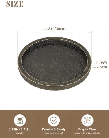 Hanobe Round Decorative Tray for Coffee Table Decor, Vintage Brass Finish - Image 5