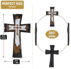 Rustic Layered Wall Cross Decor - 12 Inch Vintage Resin Hanging Crucifix with Gold Accents, Distressed Wood Style Decorative Cross with Keyhole Hanger for Home Altar, Living Room, or Religious Gift - Image 5