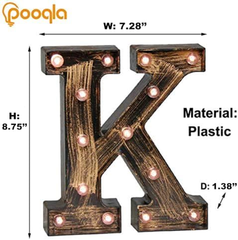 Pooqla Vintage Light Up Marquee Letters with Lights – Illuminated Industrial Style Lighted Alphabet Letter Signs - Coffee Bar Apartment Bedroom Wall Home Initials Decor A-Z - Image 4